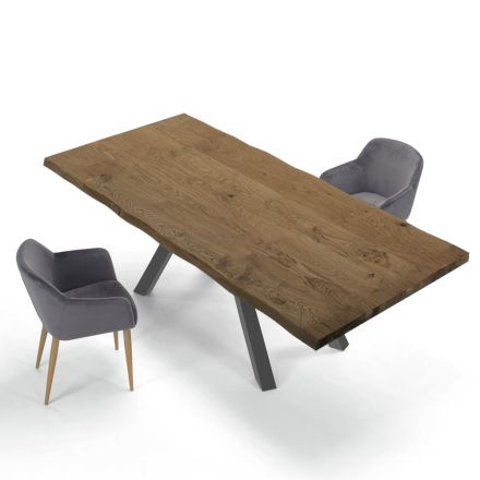 Tavolinë dizenjoje prej druri dhe çeliku deri në 12 ulëse Prodhuar në Itali - Settimmio Viadurini