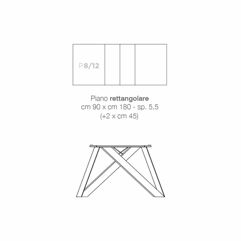 Tavolinë moderne e shtrirë e bërë nga druri i bërë në Itali melamine, Wilmer Viadurini