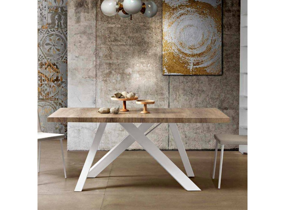 Tavolinë moderne e shtrirë e bërë nga druri i bërë në Itali melamine, Wilmer Viadurini