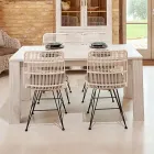 Tavolinë e fiksuar për dhomën e ndenjes 190x100 cm e bërë nga dru tik i fortë - Flamandisht Viadurini