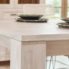 Tavolinë e fiksuar për dhomën e ndenjes 190x100 cm e bërë nga dru tik i fortë - Flamandisht Viadurini