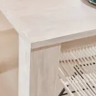 Tavolinë e fiksuar për dhomën e ndenjes 190x100 cm e bërë nga dru tik i fortë - Flamandisht Viadurini