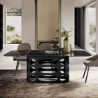 Tavolinë Fikse 210x110 cm me Sipërfaqe Qeramike me Efekt Mermeri - Tano Viadurini