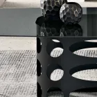 Tavolinë Fikse 210x110 cm me Sipërfaqe Qelqi të Lëmuar të Tymosur Prodhuar në Itali - Tano Viadurini