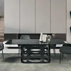 Tavolinë Fikse 210x110 cm me Sipërfaqe Xhami të Punuar me Çekiç, Prodhuar në Itali - Tano Viadurini