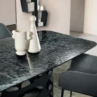 Tavolinë Fikse 210x110 cm me Sipërfaqe Xhami të Punuar me Çekiç, Prodhuar në Itali - Tano Viadurini