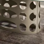 Tavolinë Fikse 210x110 cm me Sipërfaqe Xhami të Rripuar Prodhuar në Itali - Tano Viadurini