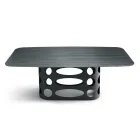 Tavolinë Fikse 210x110 cm me Sipërfaqe Xhami të Rripuar Prodhuar në Itali - Tano Viadurini