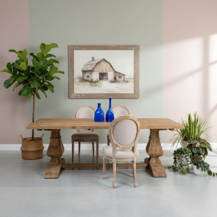 Tavolinë Fikse 240x100 cm në Dru Pishe Natyrale të Plakur - Africo Viadurini