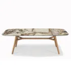 Tavolinë fikse në formë fuçie me bazë hiri të arrës Canaletto Prodhuar në Itali - Veri Viadurini