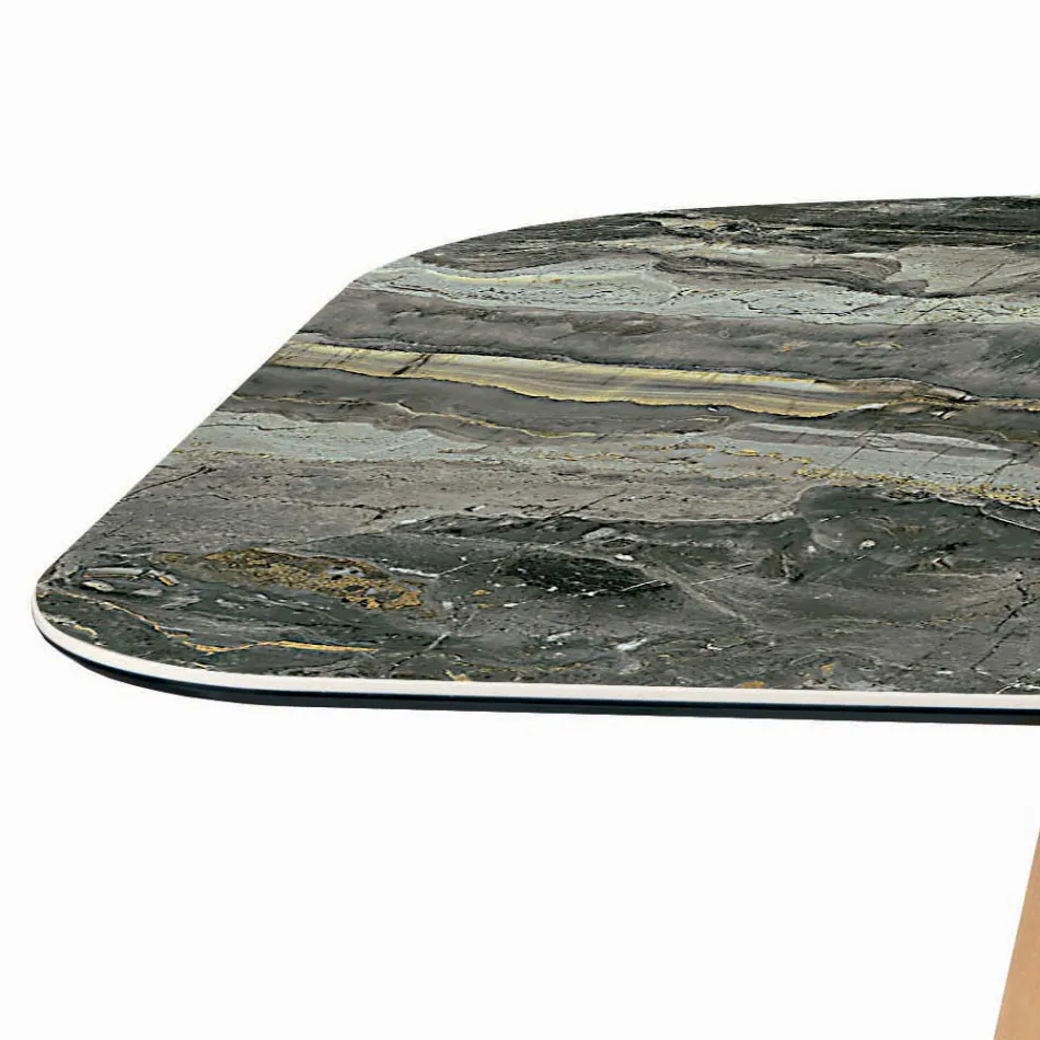 Tavolinë fikse në formë fuçie me bazë hiri të arrës Canaletto Prodhuar në Itali - Veri Viadurini