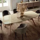 Tavolinë fikse në formë fuçie me bazë hiri të arrës Canaletto Prodhuar në Itali - Veri Viadurini