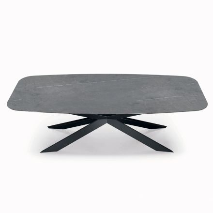 Tavolinë fikse në formë fuçie me laminat dhe majë çeliku Made in Italy - Grotta Viadurini