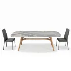 Tavolinë fikse në formë fuçie në qeramikë dhe dru hiri Prodhuar në Itali - Veri Viadurini