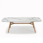 Tavolinë fikse në formë fuçie në laminat dhe dru hiri Prodhuar në Itali - Veri Viadurini