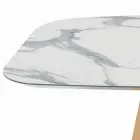 Tavolinë fikse në formë fuçie në laminat dhe dru hiri Prodhuar në Itali - Veri Viadurini