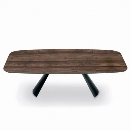 Tavoline fikse me baze çeliku te zeze dhe maje laminat Made in Italy - Gota Viadurini