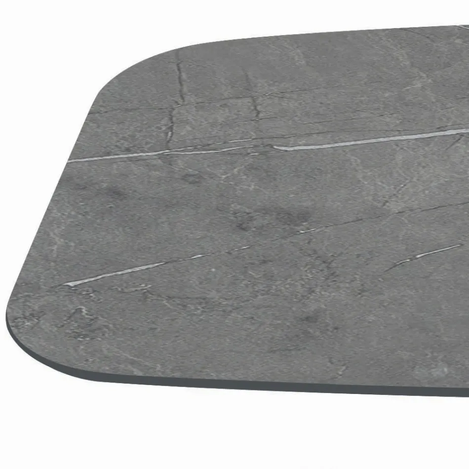 Tavoline fikse me baze çeliku te zeze dhe maje laminat Made in Italy - Gota Viadurini