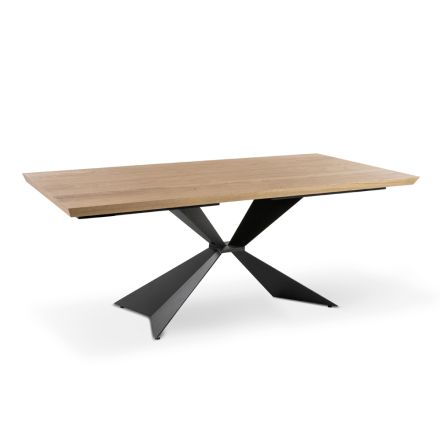 Tavolinë fikse me bazë metalike dhe majë lisi të fasosur - Navy Viadurini