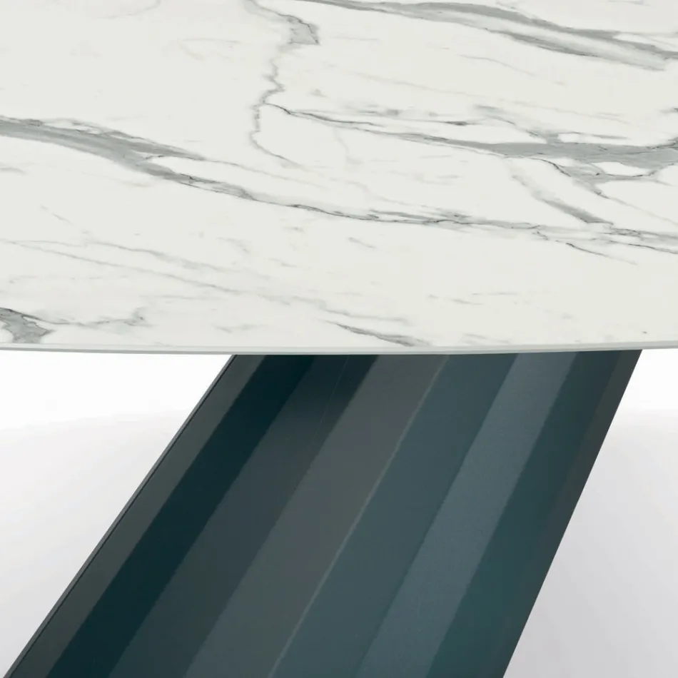 Tavolinë fikse me majë laminat në formë fuçi Made in Italy - Pantallona Viadurini