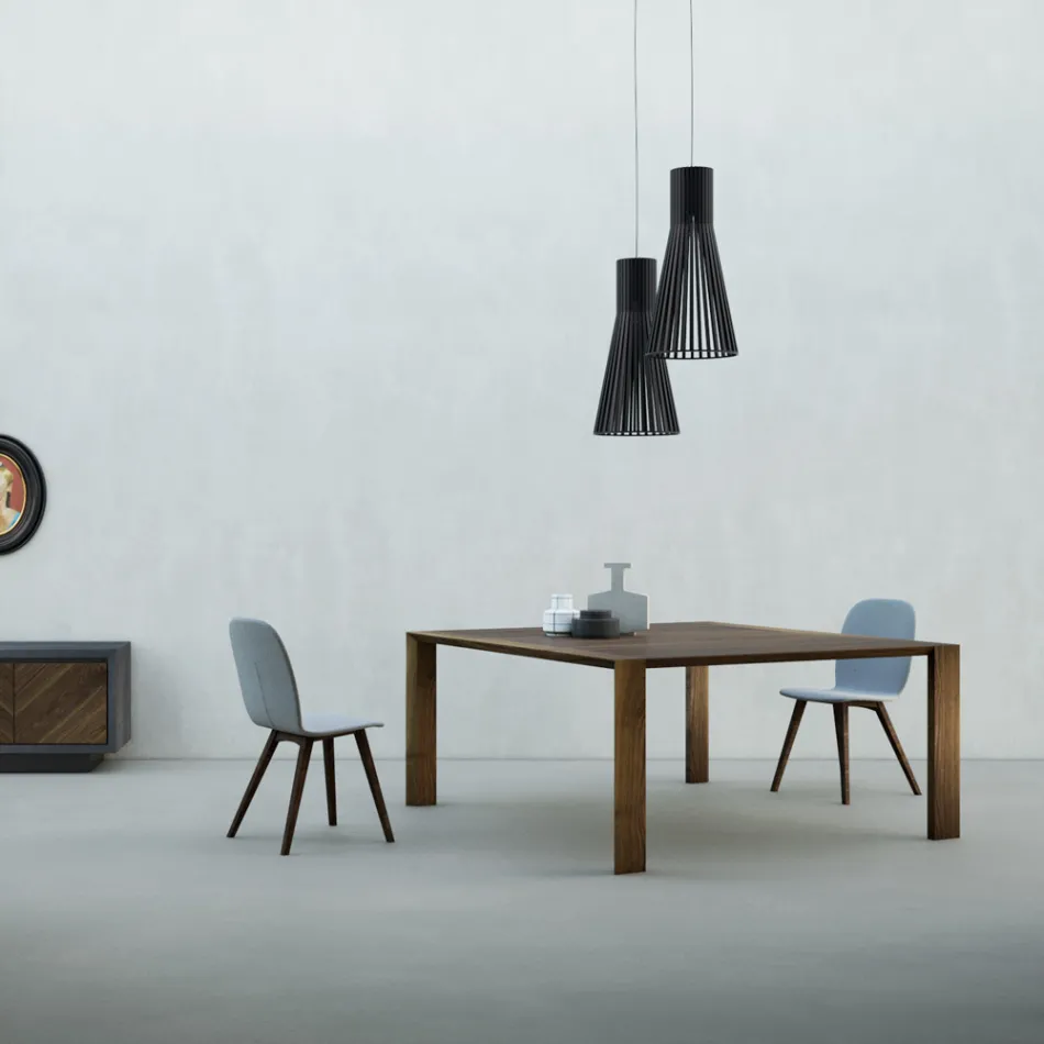 Tavolinë fikse me majë të prerë në arrë Canaletto Made in Italy - Caspian Viadurini