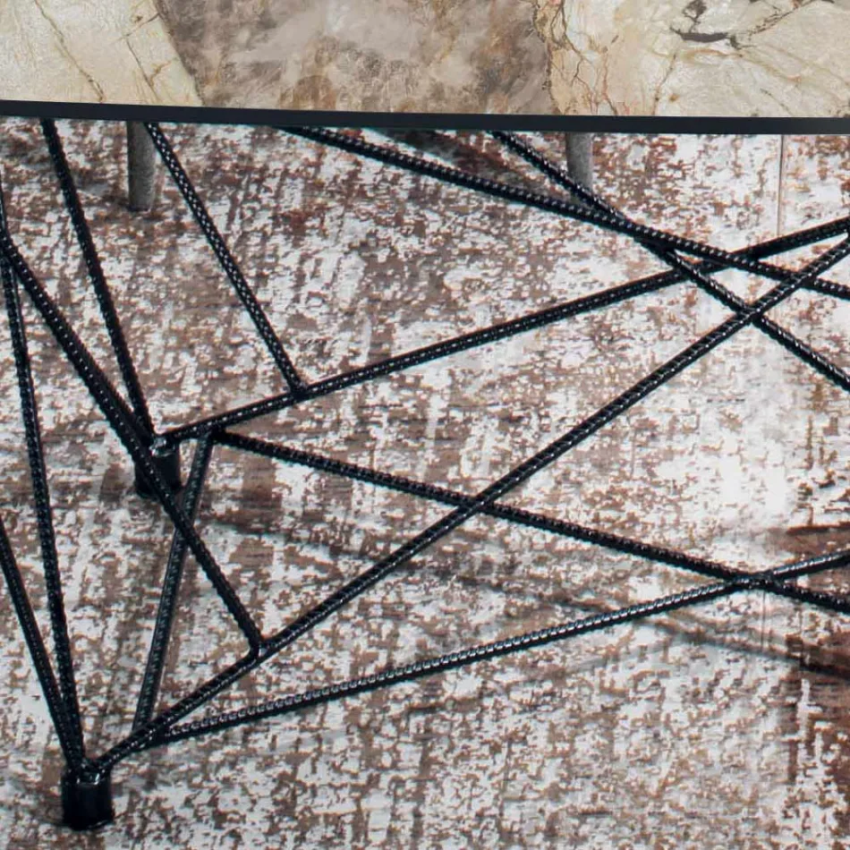 Tavolinë fikse me majë qeramike fuçi dhe bazë çeliku Prodhuar në Itali - Ezzellino Viadurini