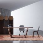 Tavolinë fikse me majë në formë dhe bazë druri Prodhuar në Itali - Digory Viadurini