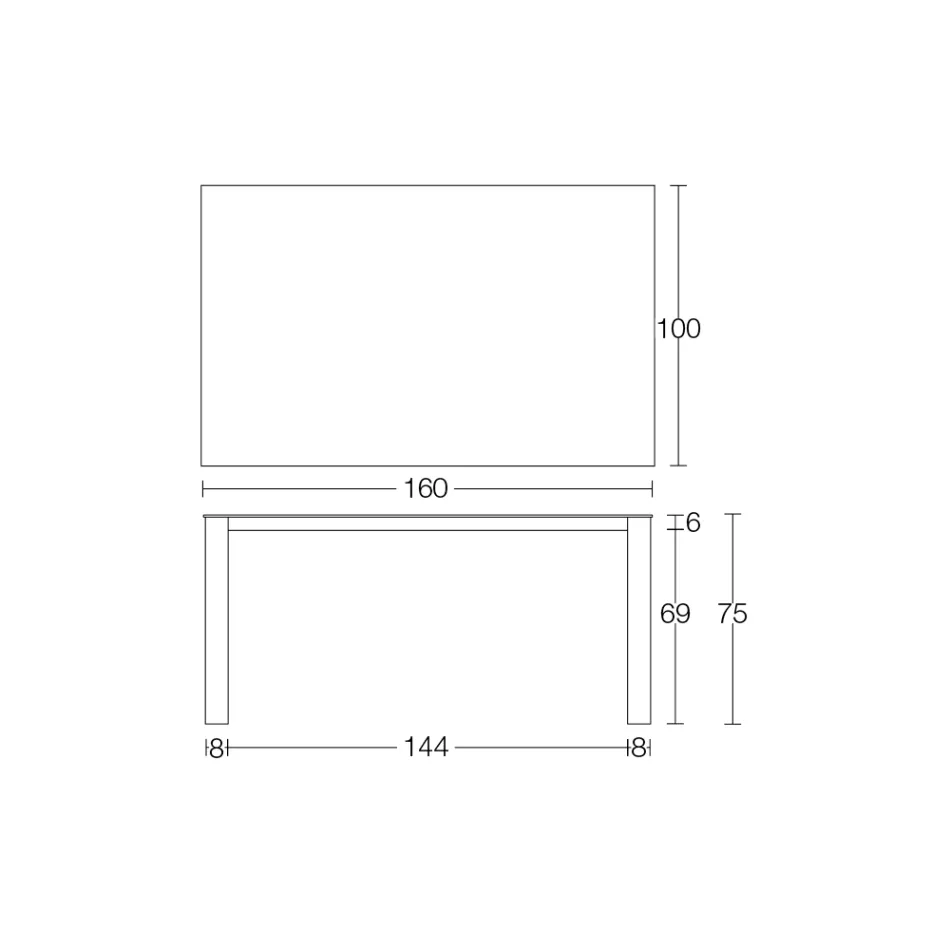 Tavolinë fikse e jashtme në Hpl Alicante dhe Bazë Metalike Prodhuar në Itali - Carl Viadurini