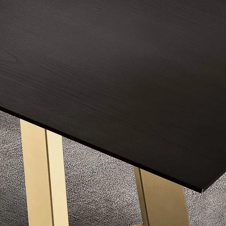 Tavolinë ngrënie fikse me majë druri të fasosur Prodhuar në Itali - Tecna Viadurini