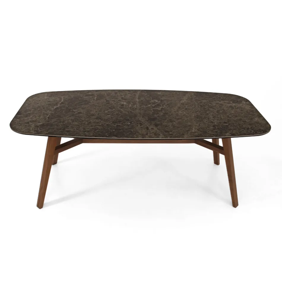 Tavolinë ngrënie fikse në qeramikë të lustruar Emperador Prodhuar në Itali - Veri Viadurini