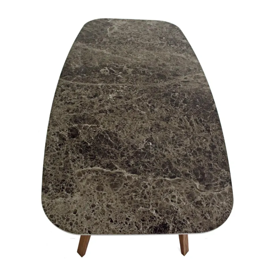 Tavolinë ngrënie fikse në qeramikë të lustruar Emperador Prodhuar në Itali - Veri Viadurini