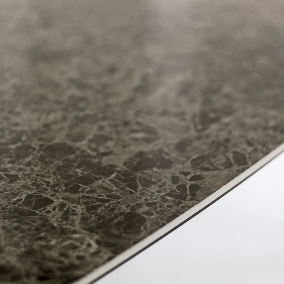 Tavolinë ngrënie fikse në qeramikë të lustruar Emperador Prodhuar në Itali - Veri Viadurini