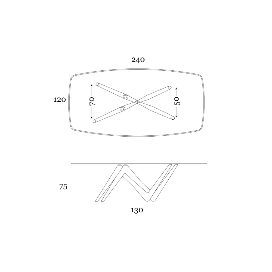 Tavolinë ngrënie fikse në xhami dhe poliuretani të ngurtë Prodhuar në Itali - Lavender Viadurini