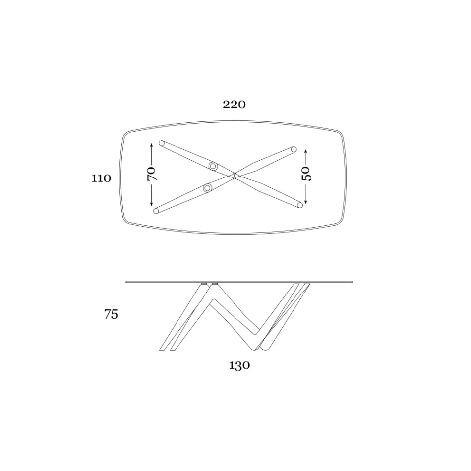Tavolinë ngrënie fikse në xhami dhe poliuretani të ngurtë Prodhuar në Itali - Lavender Viadurini