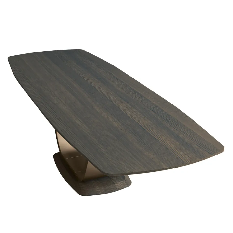 Tavolinë fikse e dhomës së ndenjes në dru të fortë me piedestal qendror - Luuk Viadurini