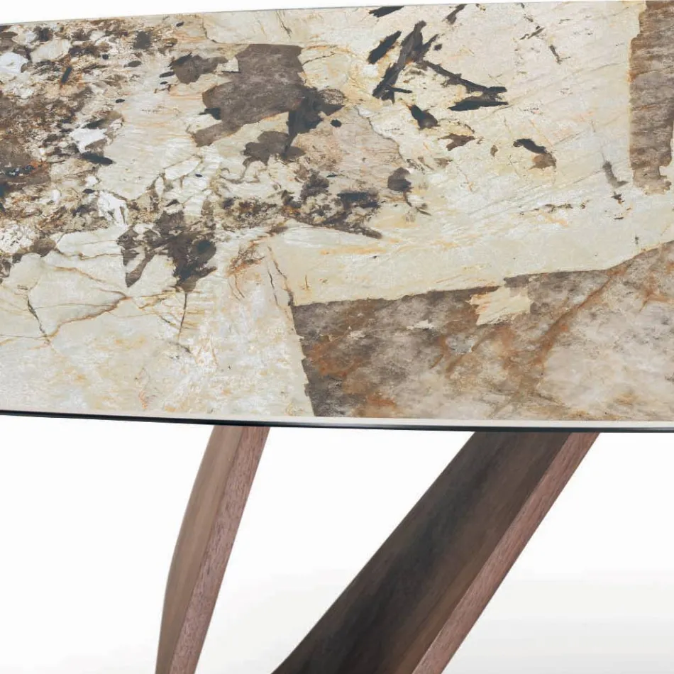 Tavolinë fikse ndenjeje me bazament druri Prodhuar në Itali - Equatore Viadurini