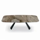 Tavolinë fikse qeramike dhe bazament në çelik të lyer me ngjyrë të zezë Prodhuar në Itali - Gota Viadurini