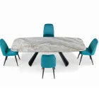 Tavolinë fikse qeramike dhe bazament në çelik të lyer me ngjyrë të zezë Prodhuar në Itali - Gota Viadurini