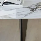 Tavolinë e fiksuar me sipërfaqe metalike dhe qeramike me shkëlqim Arabesque - Eronte Viadurini