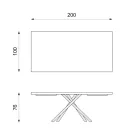 Tavolinë fikse me rimeso lisi dhe bazament metalik të zi - Skipper Viadurini