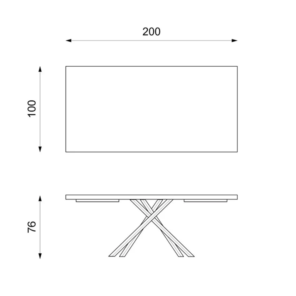 Tavolinë fikse me rimeso lisi dhe bazament metalik të zi - Skipper Viadurini