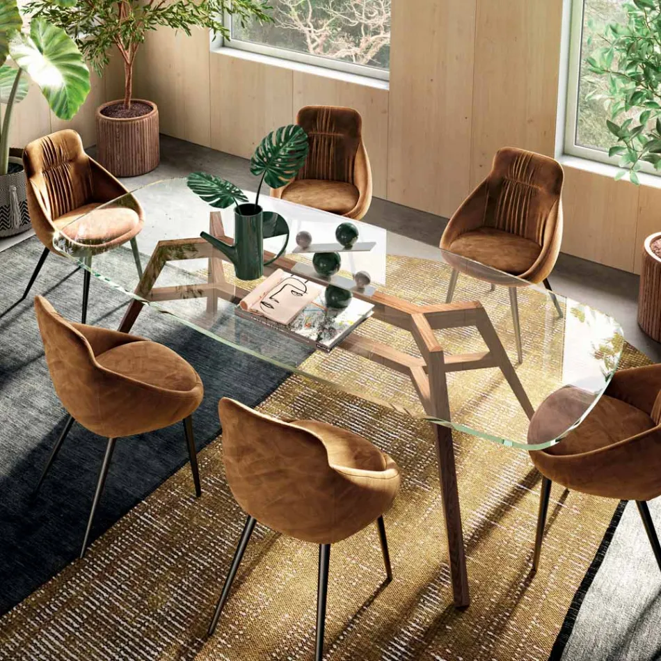 Tavolinë fikse në qelq dhe hi ekstra të pastër Prodhuar në Itali - Veri Viadurini