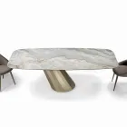 Tavolinë Drejtkëndore Fikse në Çelik dhe Qeramikë Prodhuar në Itali - Pantallona Viadurini