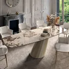 Tavolinë Drejtkëndore Fikse në Çelik dhe Qeramikë Prodhuar në Itali - Pantallona Viadurini