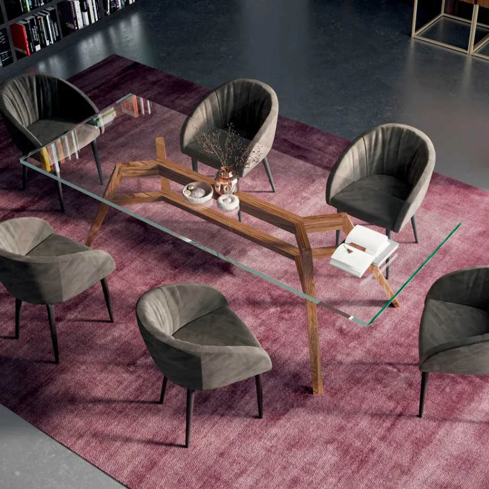 Tavolinë fikse drejtkëndore në xham dhe hi ekstra të pastër Prodhuar në Itali - Veri Viadurini