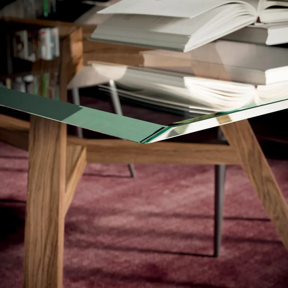 Tavolinë fikse drejtkëndore në xham dhe hi ekstra të pastër Prodhuar në Itali - Veri Viadurini