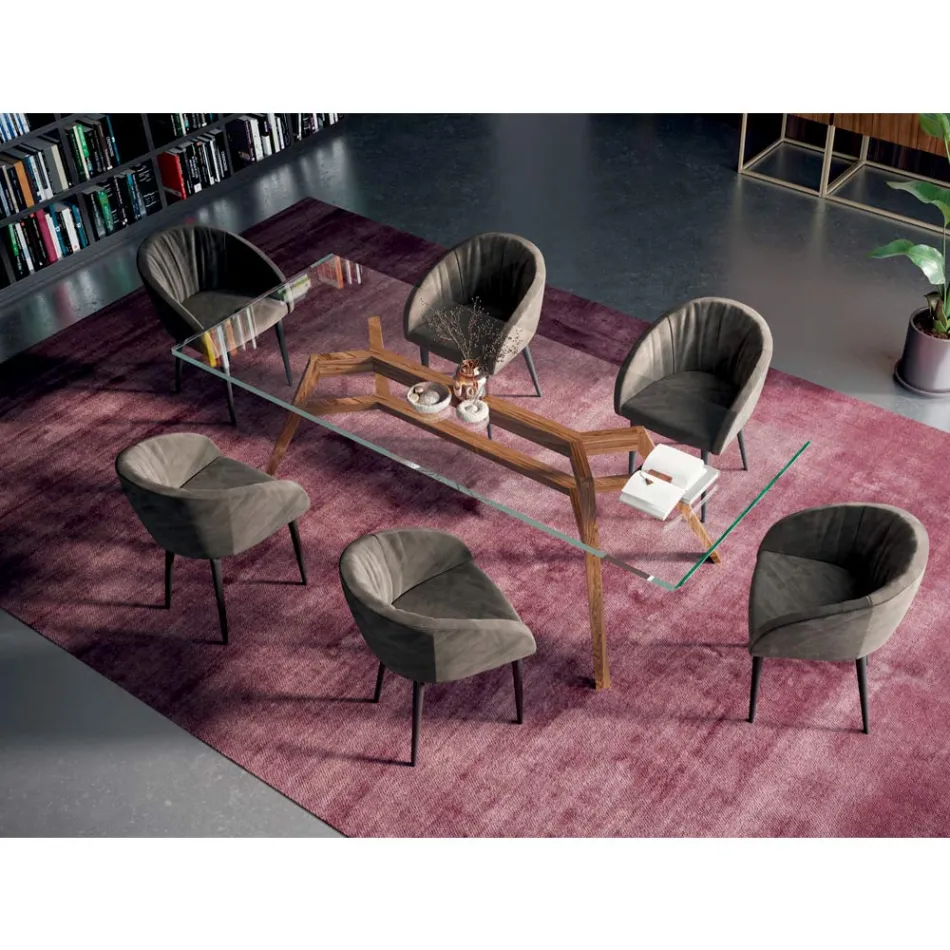 Tavolinë fikse drejtkëndore në xham dhe hi ekstra të pastër Prodhuar në Itali - Veri Viadurini