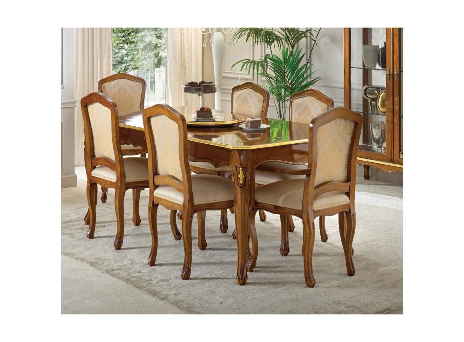 Tavolinë prej druri e zgjerueshme 280 cm Stil Klasik Prodhuar në Itali - Majesty Viadurini