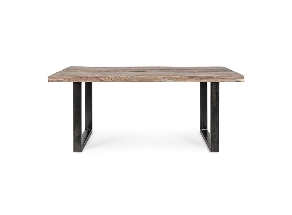 Tavolinë në dru akacieje me futje të ricikluar dhe çeliku Homemotion - Zalma Viadurini