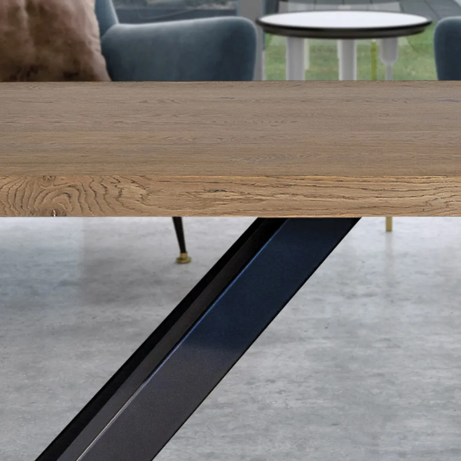 Tavolinë në Masellato Lisi e Praruar dhe Metal Prodhuar në Itali - Seul Viadurini